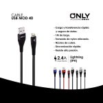 CABLE USB MOD 40 - LIGHTNING - NEGRO - Imagen 4