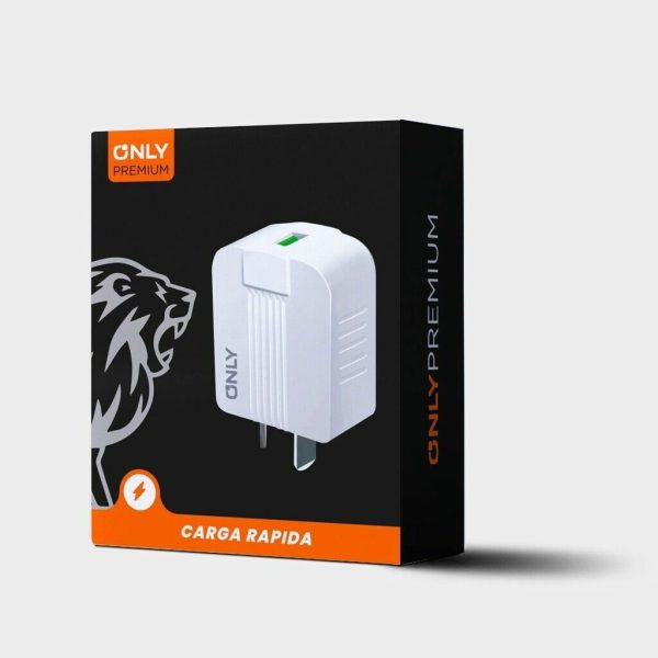 CARGADOR 220V MODO-006 - 1USB + TIPO C - ONLY PREMIUM - BLANCO