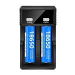 CARGADOR DE PILAS MODS-726 DOBLE - STOCK - NEGRO