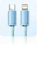 CABLE TIPO C - LIGHTNING MODX-098 - ATHENEA - XAEA - CELESTE - Imagen 3