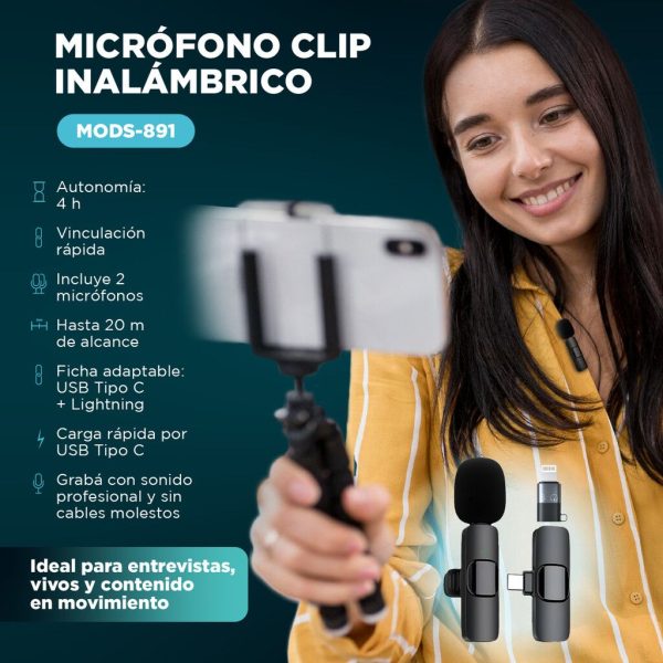 MICROFONO CLIP INALAMBRICO DOBLE ADAP TC + IP - MODS-891 - STOCK