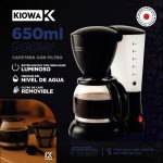 CAFETERA FILTRO 900W 650ML MODK-005E - KIOWA - NEGRO - Imagen 4