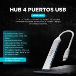 HUB DE PUERTOS 4 BOCAS C/CABLE TIPO C MODX-0012 - VARIOS - PLATEADO - Imagen 3