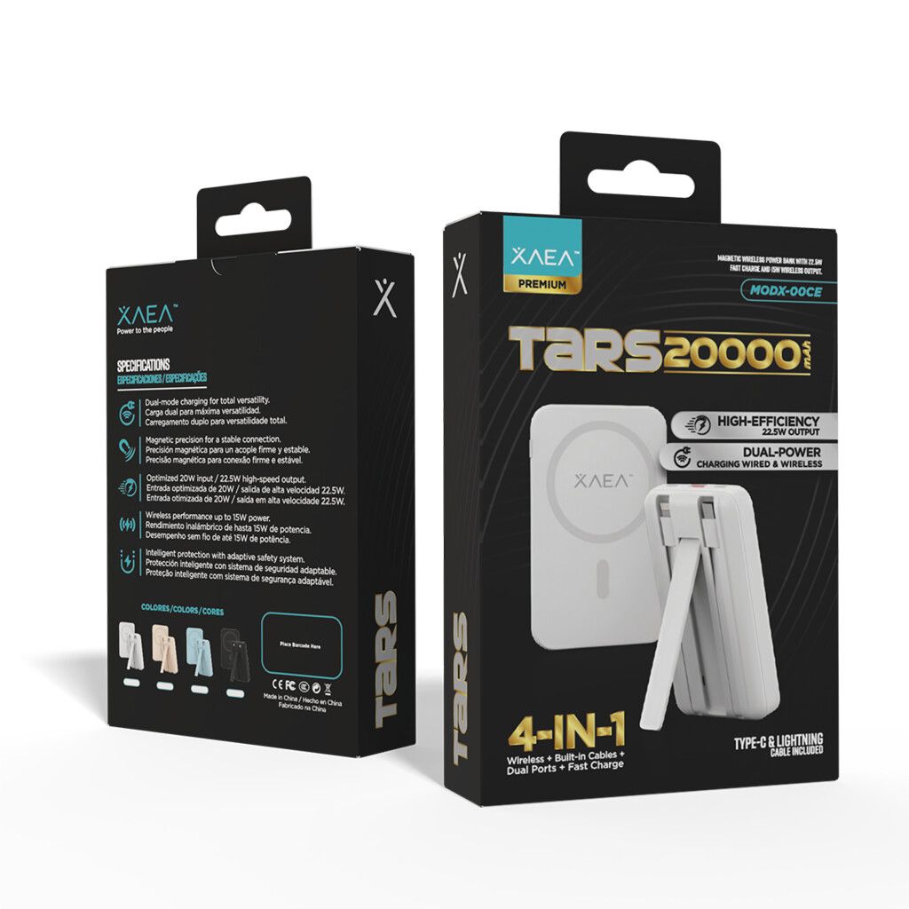 POWER BANK TARS KJ-790 WIRELESS 20000 MAH MODX-00CE - XAEA - BLANCO POWER BANK TARS KJ-790 WIRELESS 20000 MAH MODX-00CE - XAEA - BLANCO - Imagen 1
