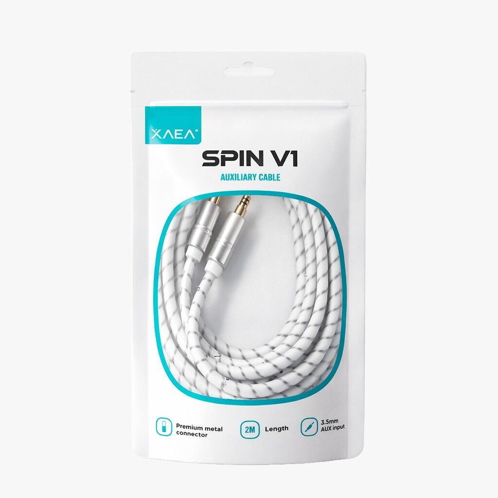 CABLE AUX 3,5 MOD75 - 2 METROS - METAL - BLANCO CABLE AUX 3,5 MOD75 - 2 METROS - METAL - BLANCO - Imagen 1