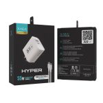 CARGADOR 220V HYPER - 5,4A - PUERTOS USB-TC + CABLE C-C MODX-00JJ - XAEA PREMIUM - BLANCO