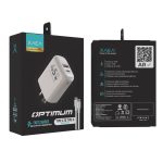 CARGADOR 220V OPTIMUM - 5A - PUERTOS USB-C + CABLE C-C MODX-00JI - XAEA - BLANCO