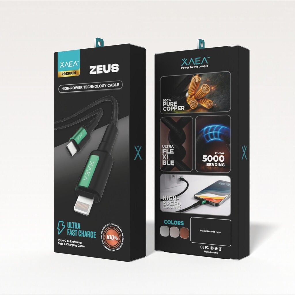 CABLE ZEUS TIPO C-LIGHTNING MODX-00IS – XAEA – VERDE