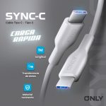 CABLE TIPO C A TIPO C MODO-141 SYNC-C - XAEA- BLANCO - Imagen 3