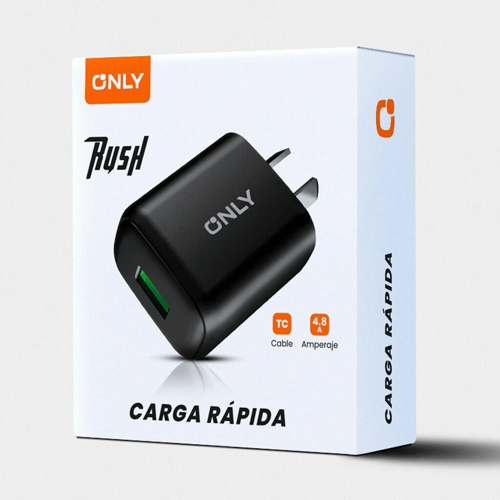 ADAPTADOR-CARGADOR 220V MODO-018 4.8A - RUSH - 1USB - ONLY - NEGRO ADAPTADOR-CARGADOR 220V MODO-018 4.8A - RUSH - 1USB - ONLY - NEGRO - Imagen 1